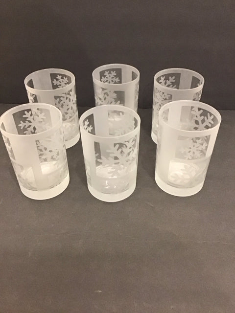 Set/6 Snowflake Frosted Glasses