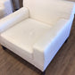 AS-IS Cream Fabric Metal Base Arm Chair(Light Soil)