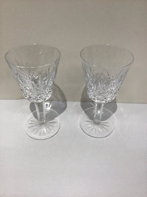 Pair Waterford Lismore Claret Wine Glasses