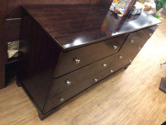 AS-IS Six Drawer Brown Dresser(Top Damage)