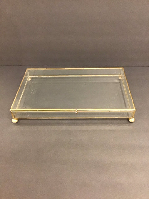 12x7 Footed Glass Box w/Gold Metal