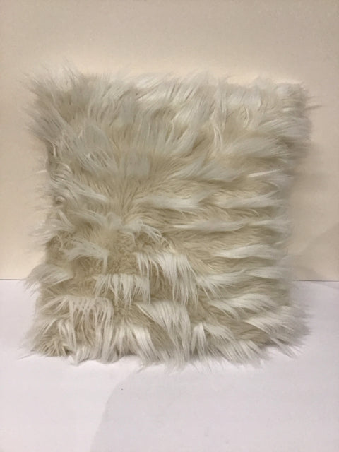 White Long Faux Fur Pillow