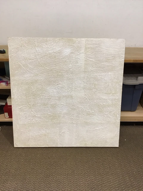 45"Sq Light Tan/White Abstract