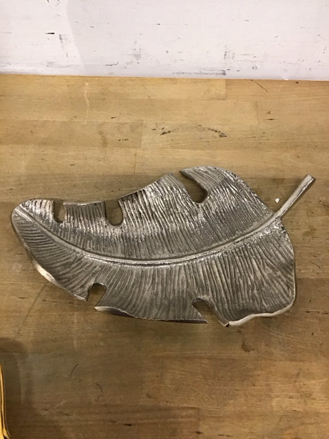 13" Silver Banana Leaf Tray