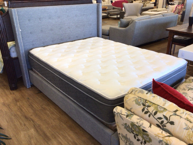 Grey Fabric Queen Bed
