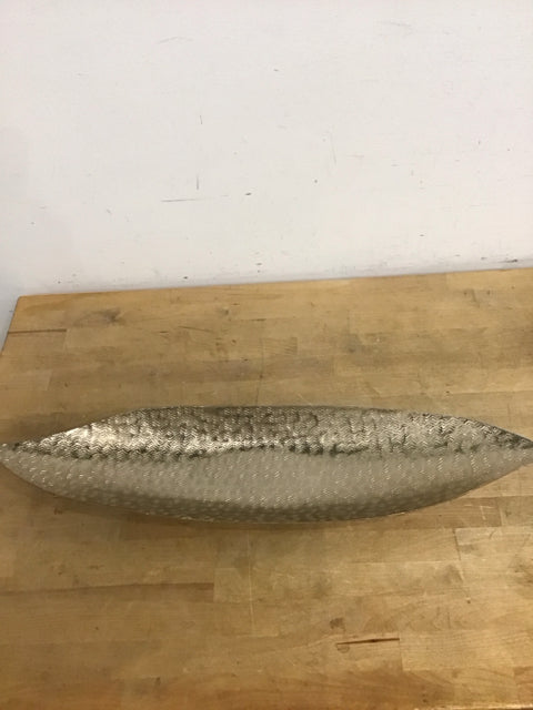 As Is 28" Textured Metal Boat Shape Gold Tray/Bowl
