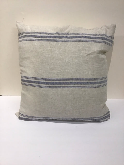 Grey Pillow w/Blue Stripes