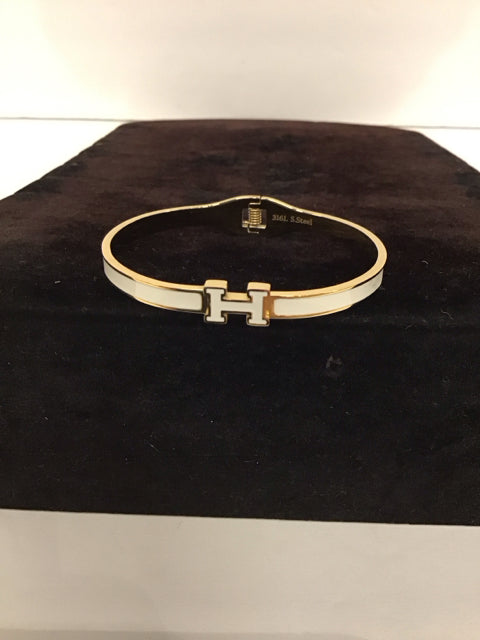 Hermes Style White Cuff Bracelet