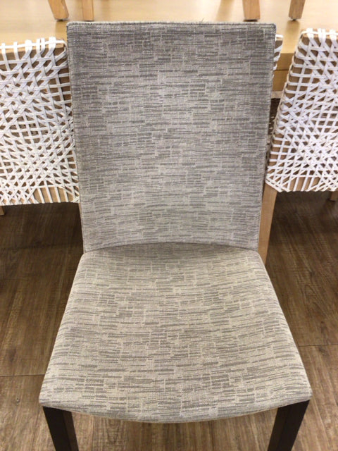 AS-IS Set Of 4 Dark Wood Upholstered Dining Chairs(Light Soil)