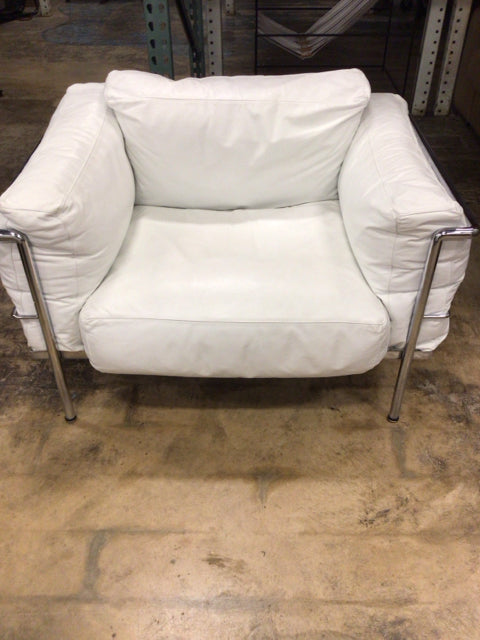 White Leather Le Corbusier Style Chair