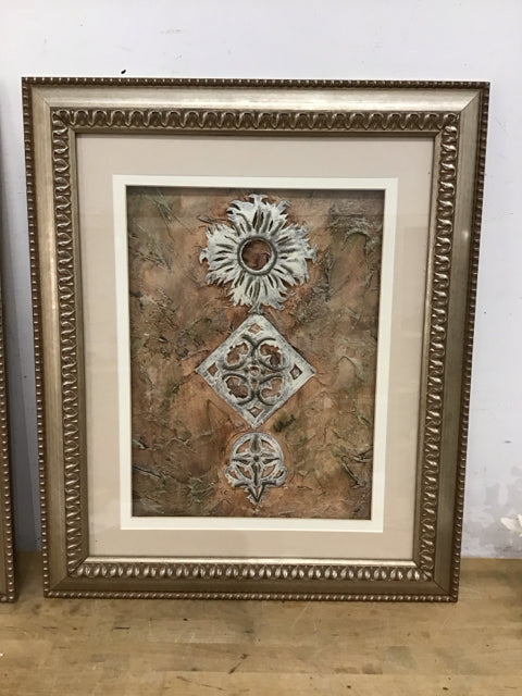 24"x20" Bronze Textured Mixed Media Framed Art