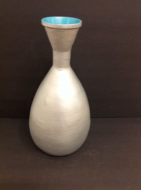 16" Silver Painted Vase