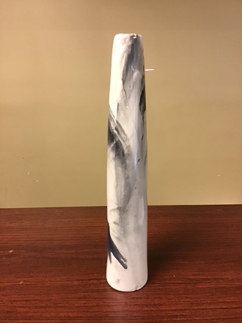 16.5" Cream & Gray Marble Look Ceramic Bud Vase