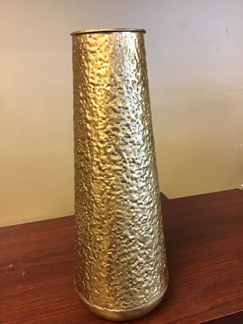 21" Gold Hammered Metal Vase