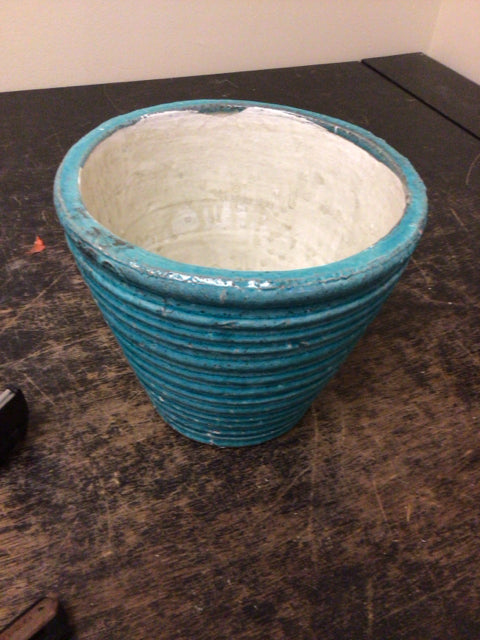 8 1/4"  Teal Ribbed Vase