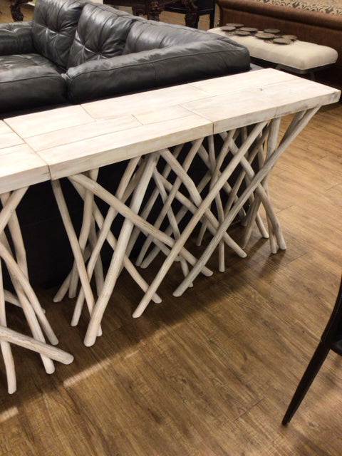 White Wash Branch Leg Console Table