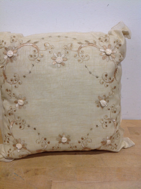 Pillow- 12 Cream & Gold Floral