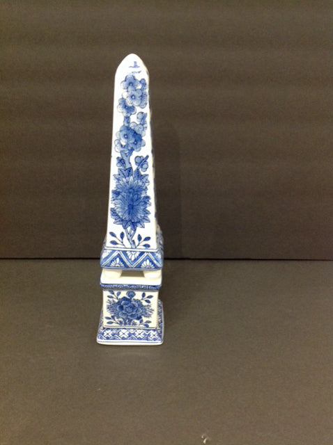 12" Blue/White Painted Obelisk