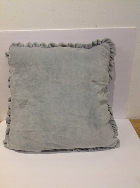 20" Ruffle Edge Grey Fleece Ophelia & Lily Pillow
