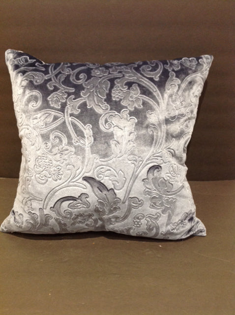 Royal Blue Velour Leaf Embossed Pillow