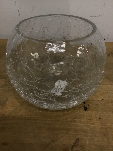 5" Crackled Glass Bowl/Vase