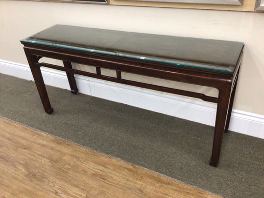 AS-IS Asian Style Glass Top Console Table(Scratches On Top)