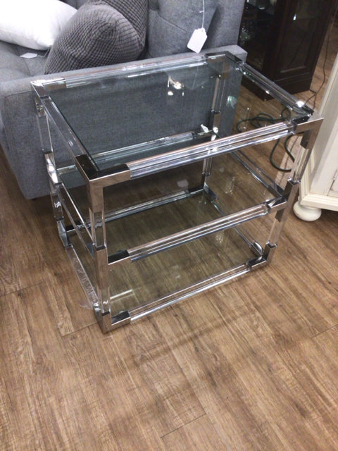 28" X 20" X 25.99" Safavieh Couture Louise Glass Top End Table