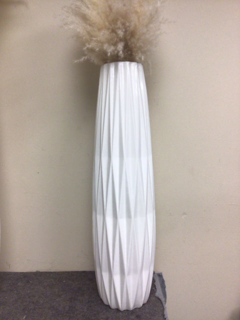 28 1/2" White Ceramic Vase W/Floral