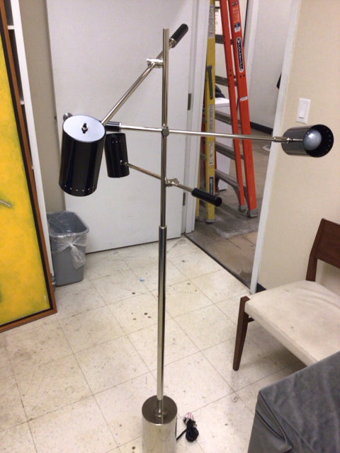 CB2 Watt Black Articulating Polished Nickel Floor Lamp