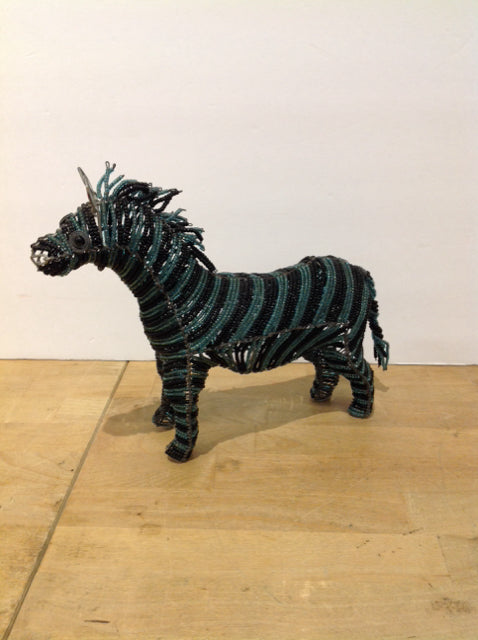 10" Green/Black African Beaded Zebra