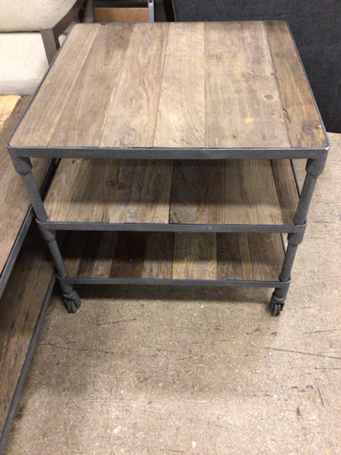 RH Metal & Reclaimed Wood End Table