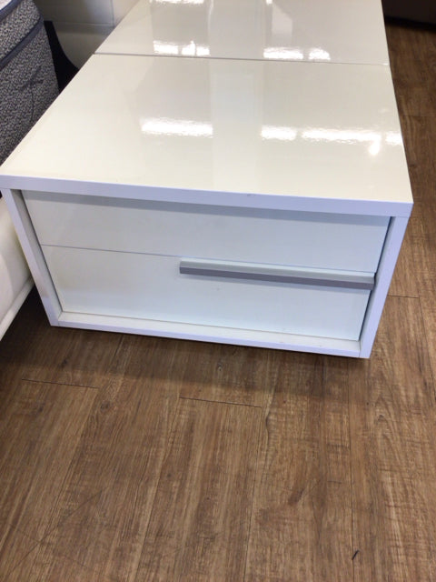 Modani Lea White Lacqured Two Drawer Nightstand