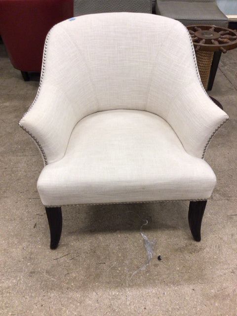Uttermost White Linen Chair W/Studs