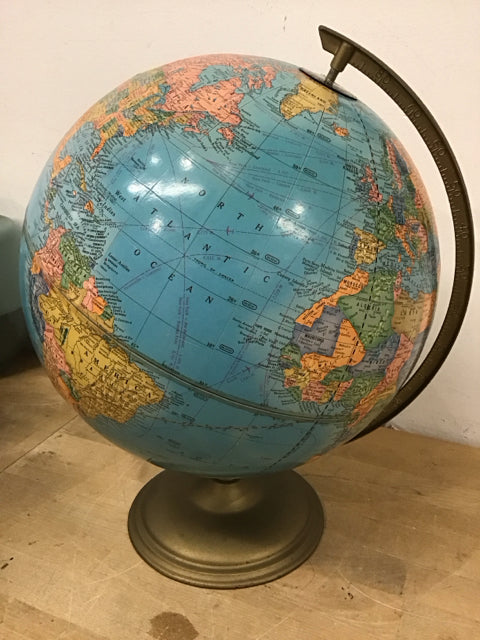 17" World Globe W/Metal Base