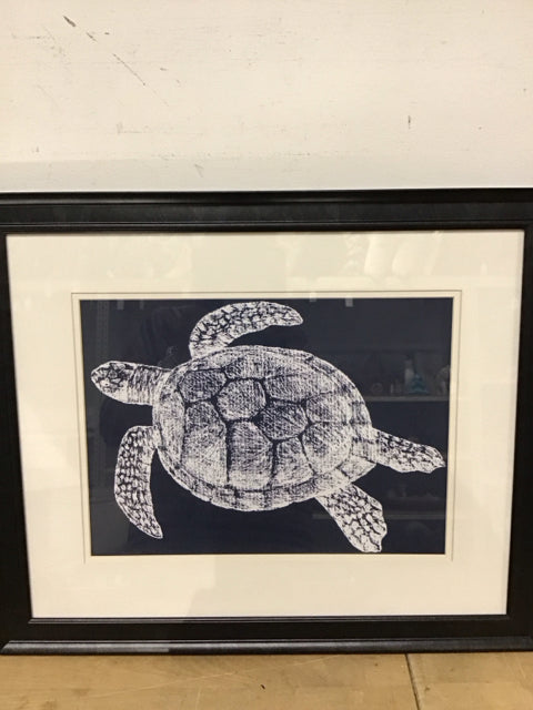 22.5"x18" Blue & White Turtle Art Print
