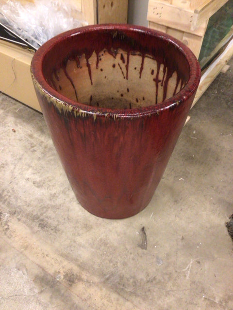 26 1/2" Red Ceramic Drip Glaze Planter