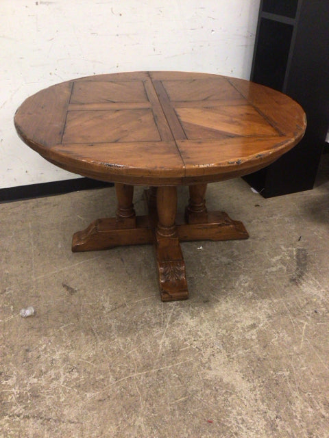 Round Wood Extension Dining Table W/2 Leaves
