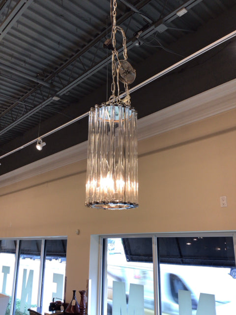 Medium Chrome/Glass Pendant Lights W/Chain