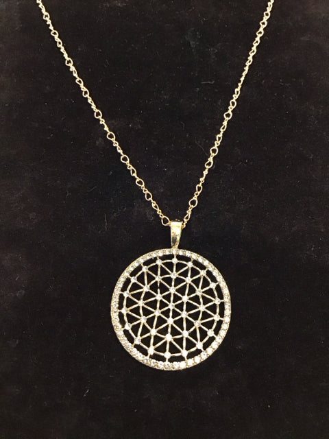 Gold Necklace w/Gold Rhinestone Pendant