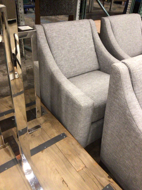 Custom Grey Fabric Slope Arm Chair