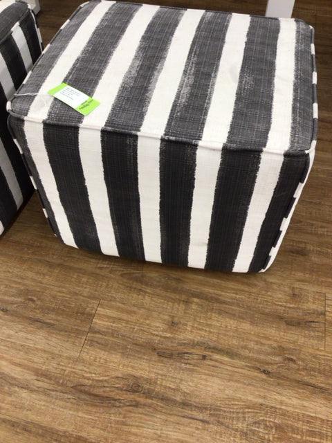 City Furniture Black & White Striped Ottoman