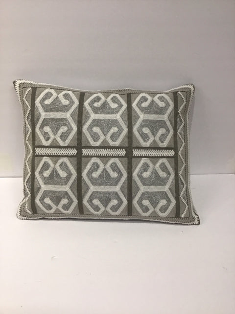 Silver/Grey Stitched Geometric Pillow