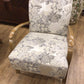 AS-IS Shuster Design Fabric & Wood Arm Chair(Chip In Front Leg)