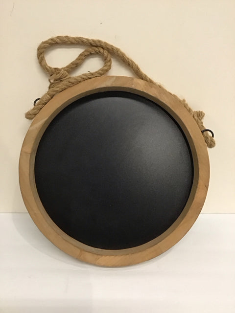 14"Rd Wood Framed Hanging Chalk Board