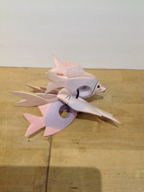 6ct Pink Painted Wooden Fish Napkin Holders