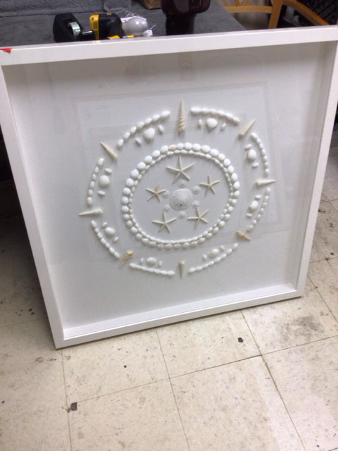 34" Square Ethan Allen Framed Shell Wall Decor