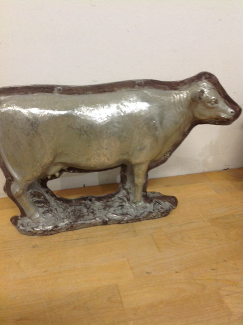 15" Silver Cow Statue