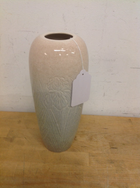 Vase- 12" Signed Ceramic Floral