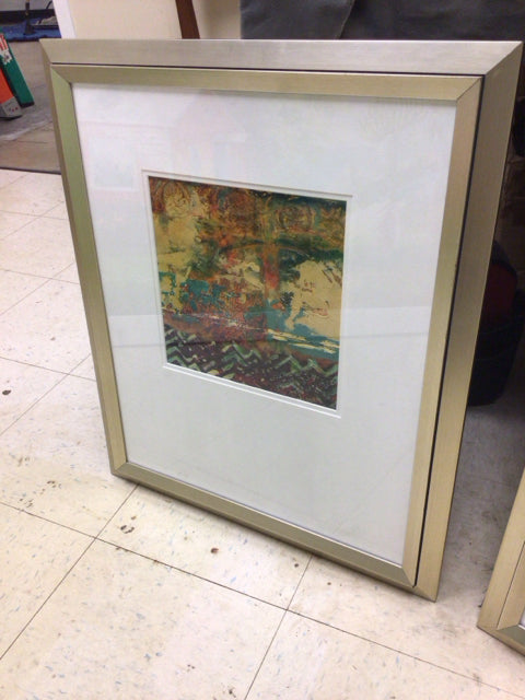 25" X 21" Framed Abstract Mixed Media