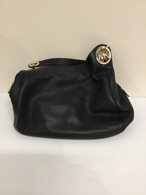 Michael Kors Black Leather Handbag w/Gold Accents